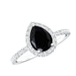 Certified 0.85 Carat Lab Grown Black Diamond Teardrop Engagement Ring with White Diamond
