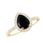 Certified 0.85 Carat Lab Grown Black Diamond Teardrop Engagement Ring with White Diamond