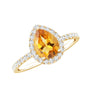 1 Carat Natural Pear Shape Citrine Engagement Ring with Diamond Halo