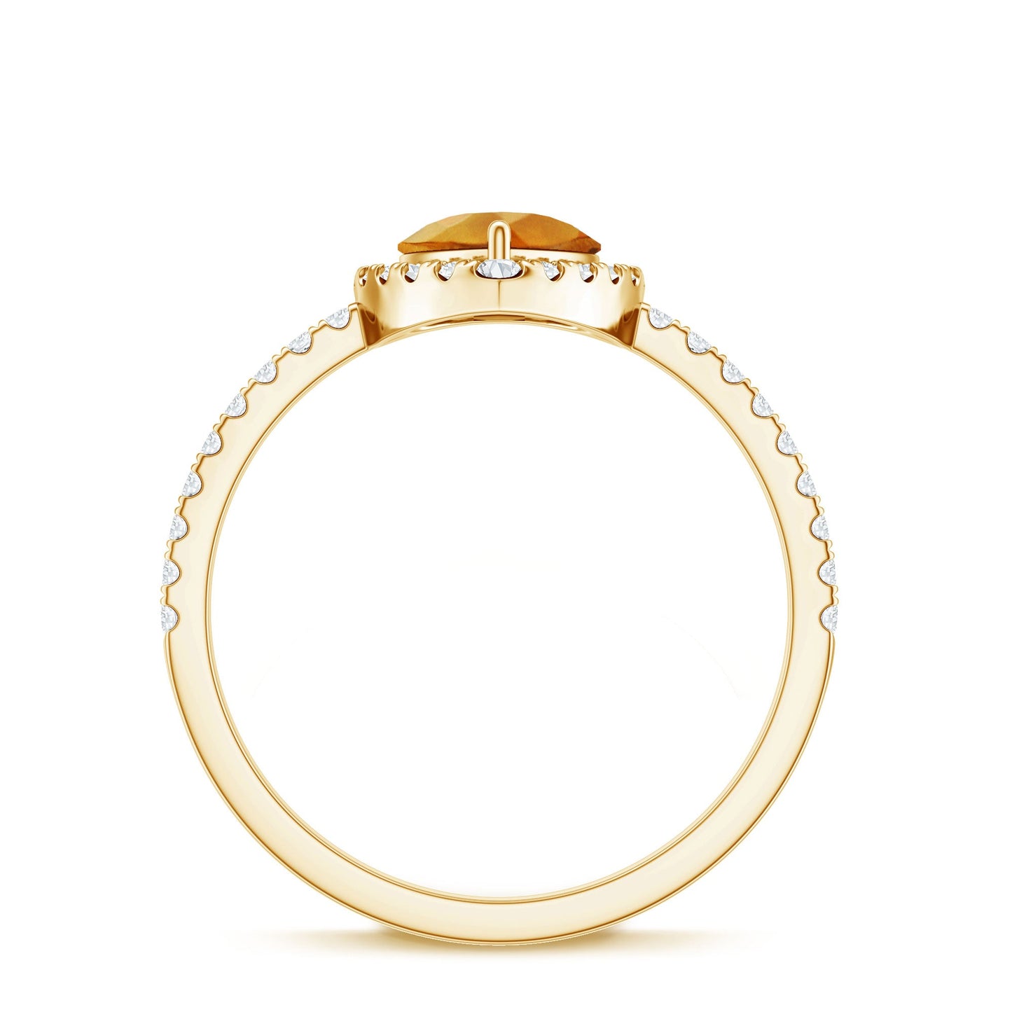 1 Carat Natural Pear Shape Citrine Engagement Ring with Diamond Halo