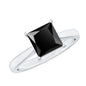 1 Carat Princess Cut Lab Grown Black Diamond Engagement Ring with Surprise White Diamond