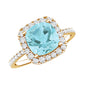 2 Carat Cushion Cut Sky Blue Topaz and Diamond Engagement Ring
