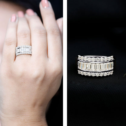Certified Moissanite Wide Wedding Band Ring