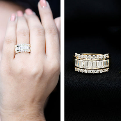 Certified Moissanite Wide Wedding Band Ring