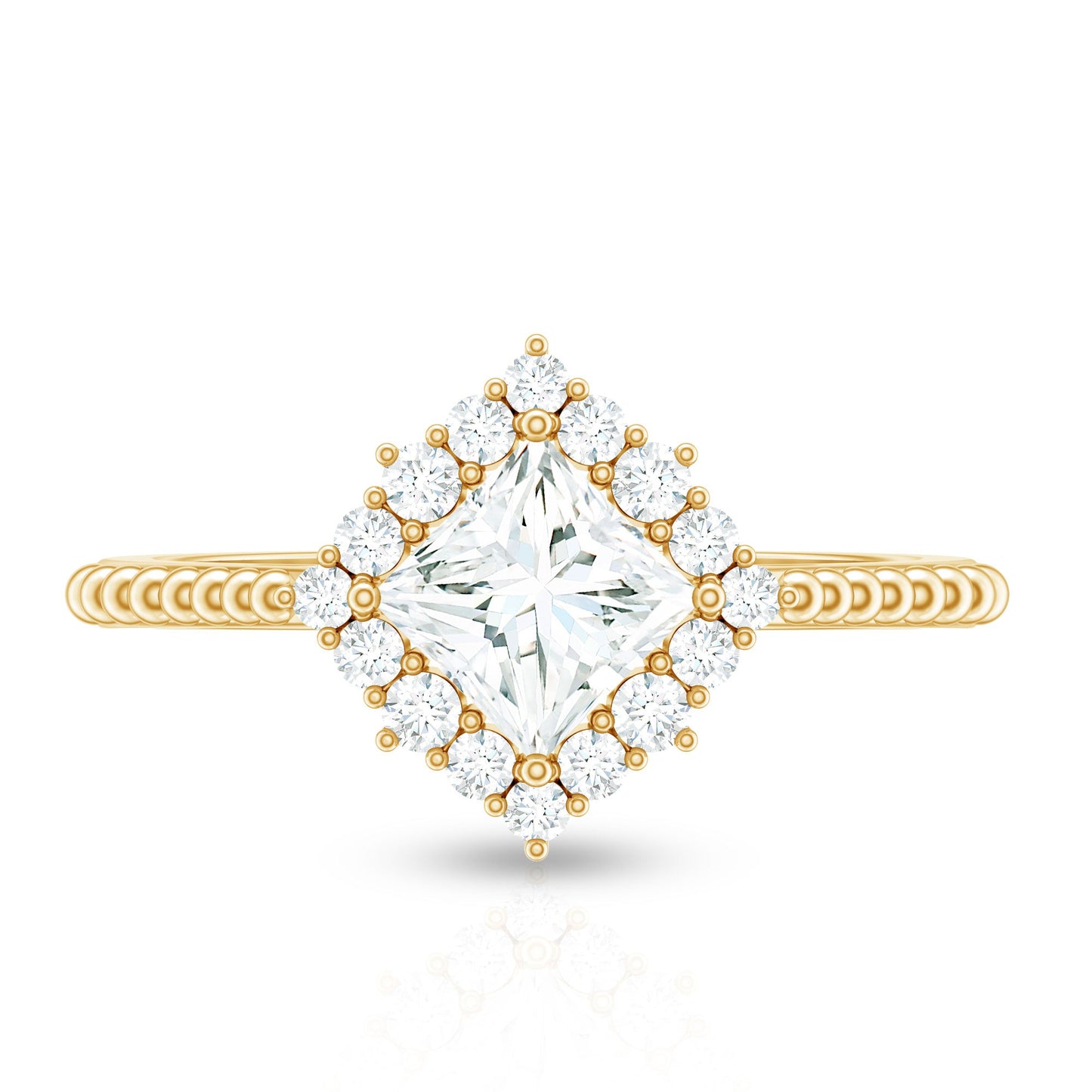 0.7 Carat Princess Cut Moissanite Vintage Inspired Ring