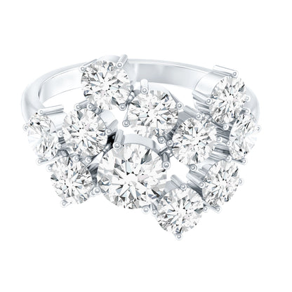 Certified Moissanite Cluster Statement Ring in Silver