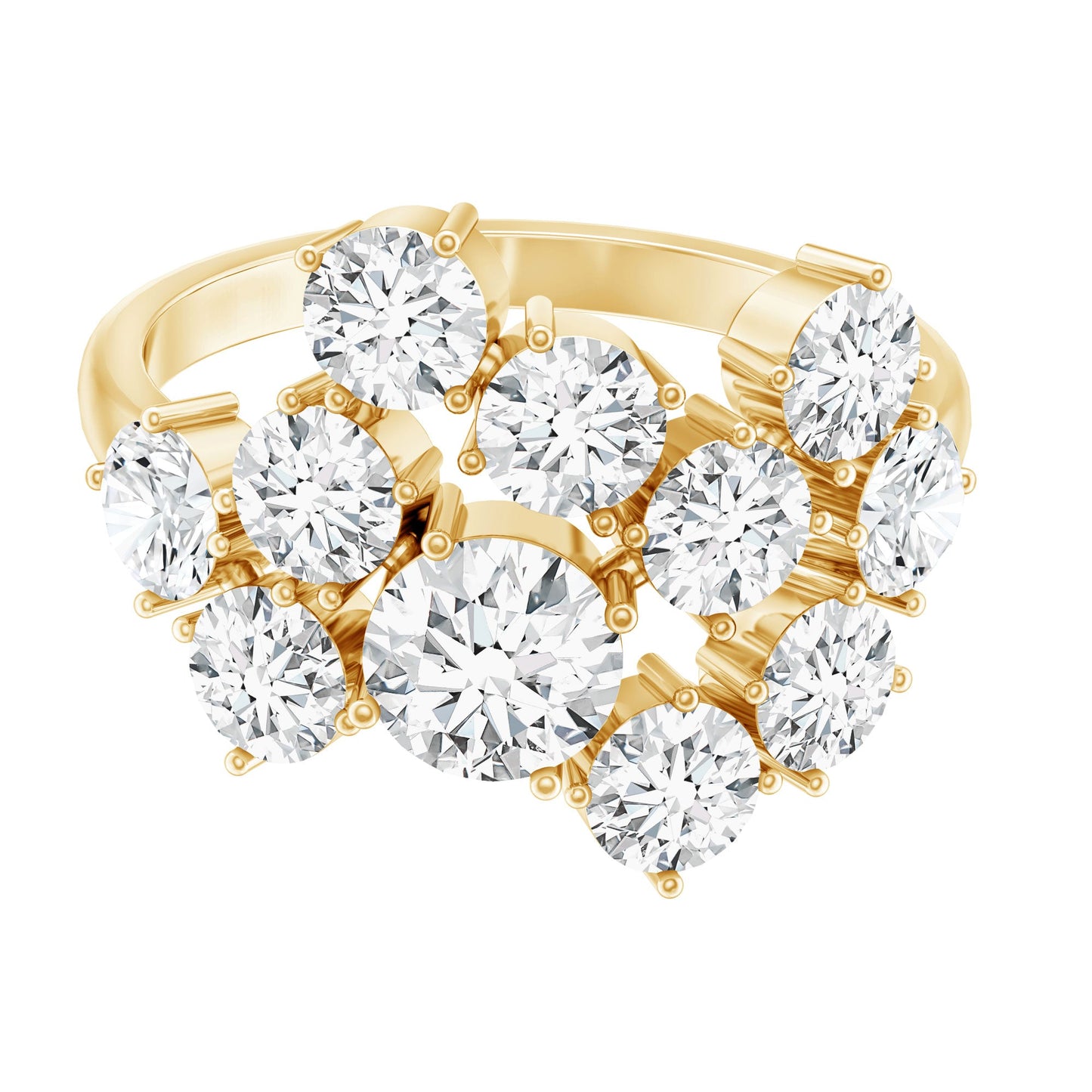 Certified Round Moissanite Cluster Engagement Ring for Women