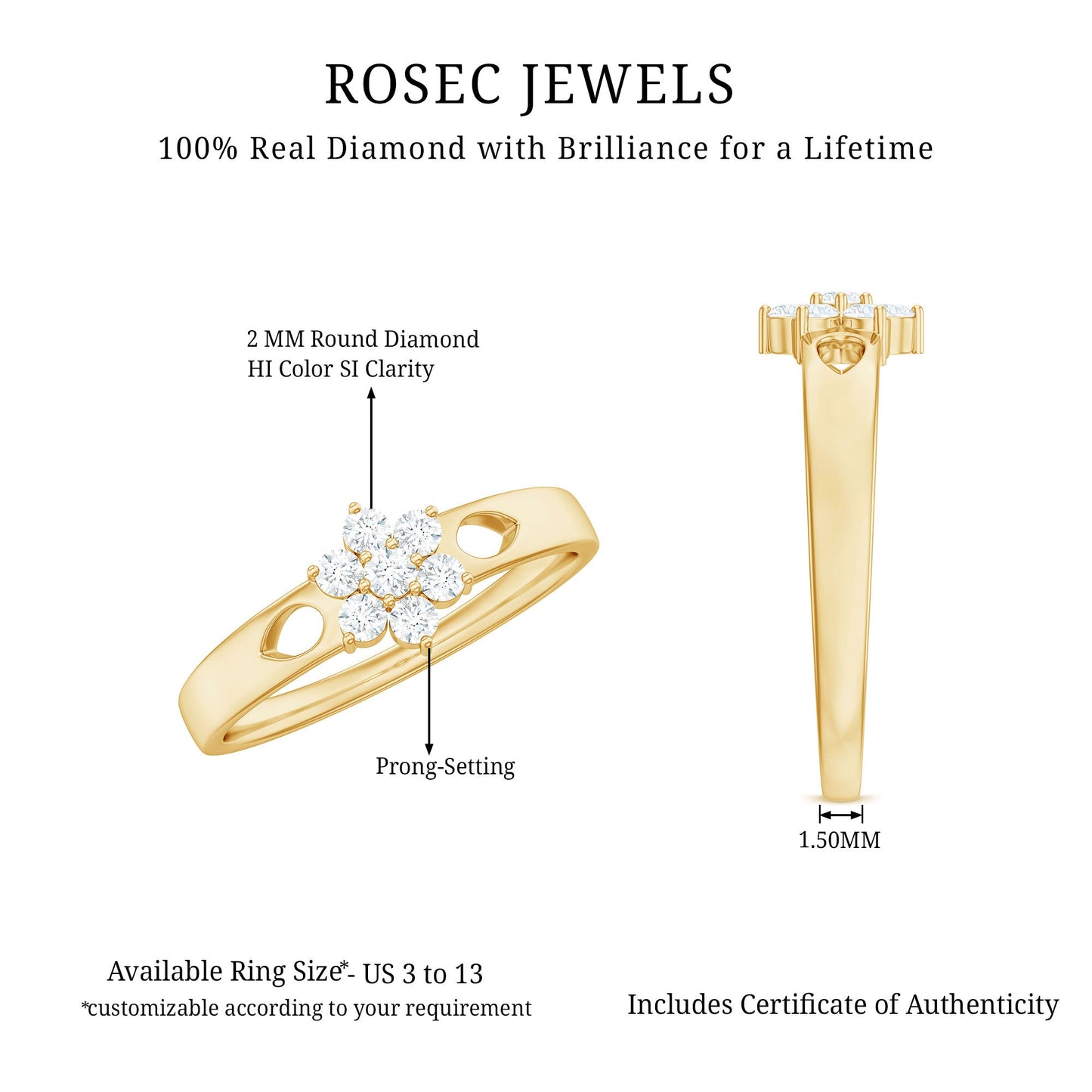 Nature Inspired Diamond Flower Promise Ring for Proposal