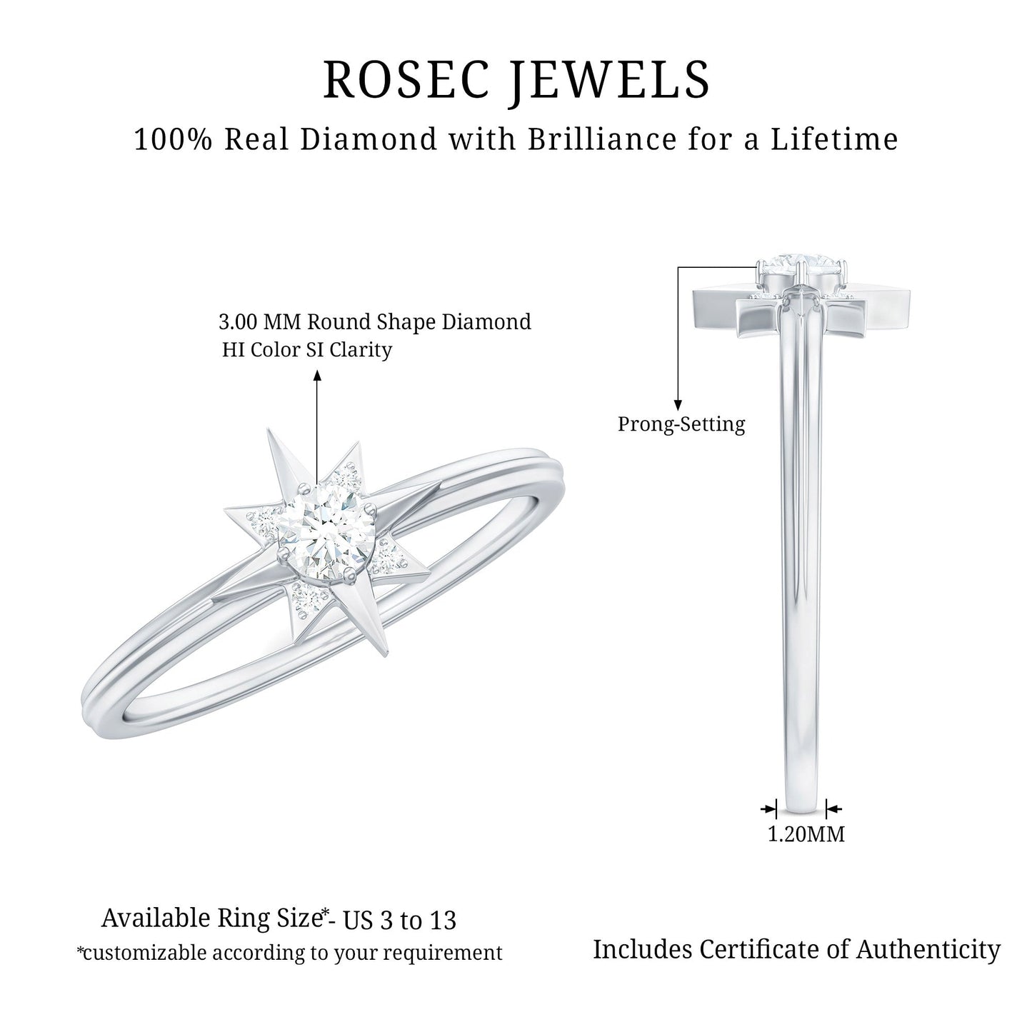Natural Diamond Starburst Ring for Promise