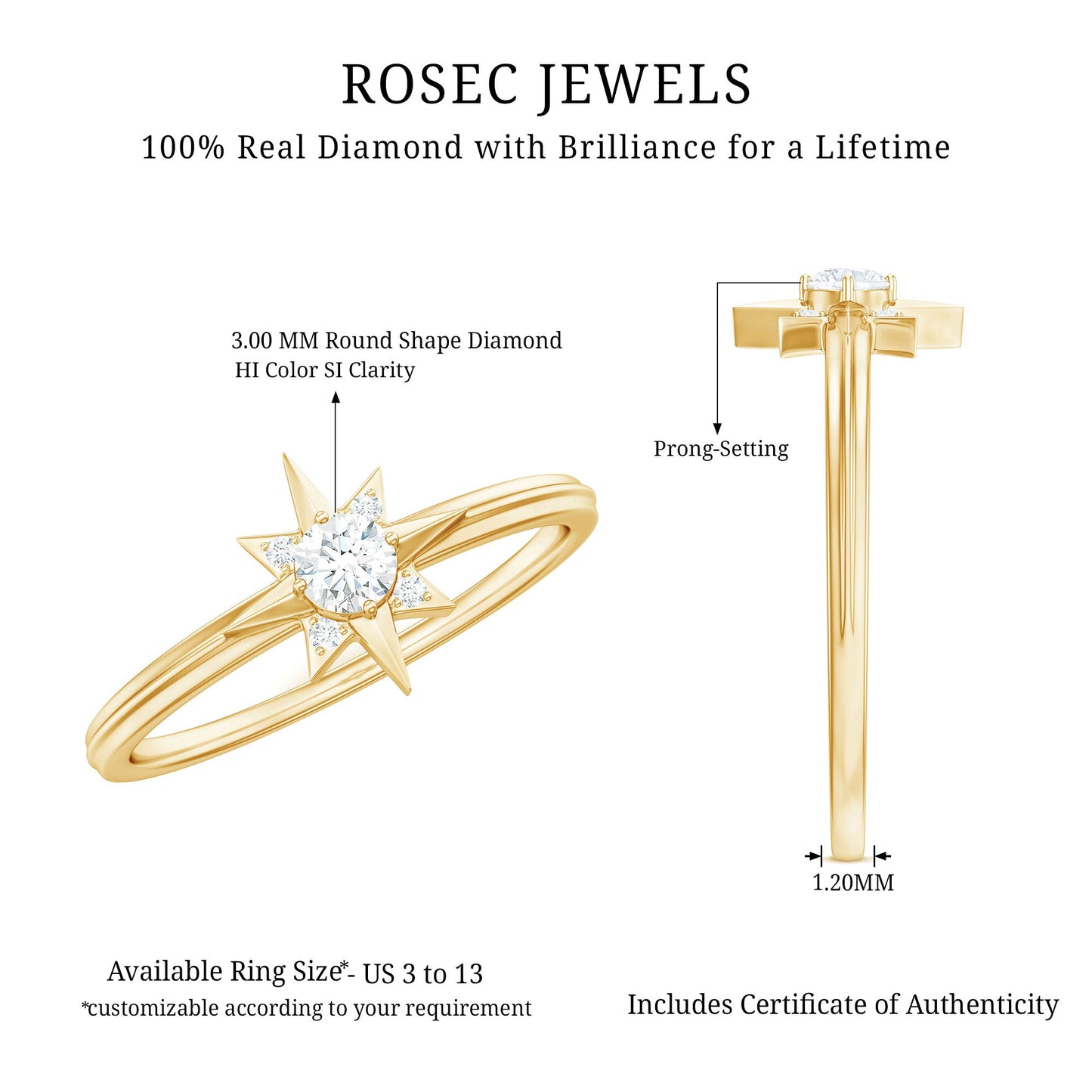 Natural Diamond Starburst Ring for Promise