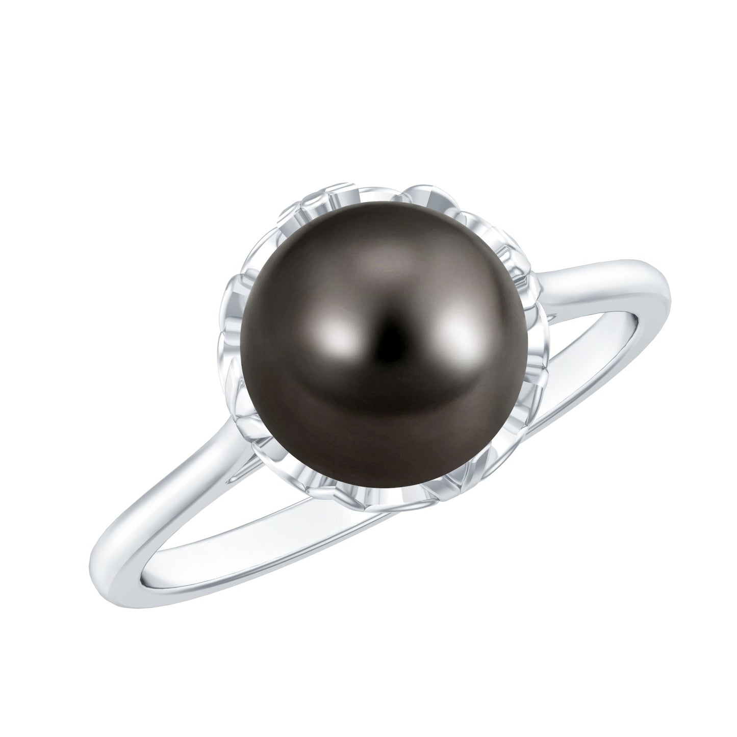 Handpicked Genuine Black Tahitian Pearl Engagement Ring