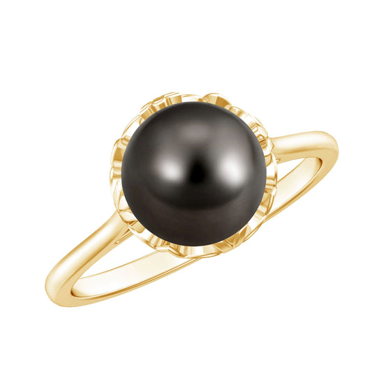 Handpicked Genuine Black Tahitian Pearl Engagement Ring