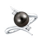Tahitian Black Pearl Bypass Engagement Ring with Diamond