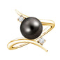 Tahitian Black Pearl Bypass Engagement Ring with Diamond