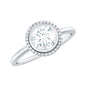 0.9 Carat Round Moissanite Solitaire Engagement Ring in Bezel Setting