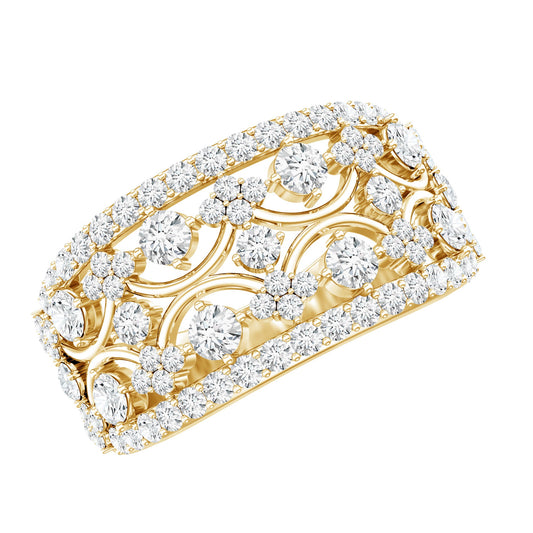 Certified Moissanite Vintage Wedding Band Ring