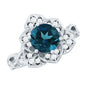 London Blue Topaz and Diamond Cocktail Flower Engagement Ring