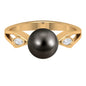 Solitaire Tahitian Pearl Contemporary Engagement Ring with Diamond