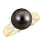 8 Carat Real Tahitian Black Pearl Solitaire Engagement Ring