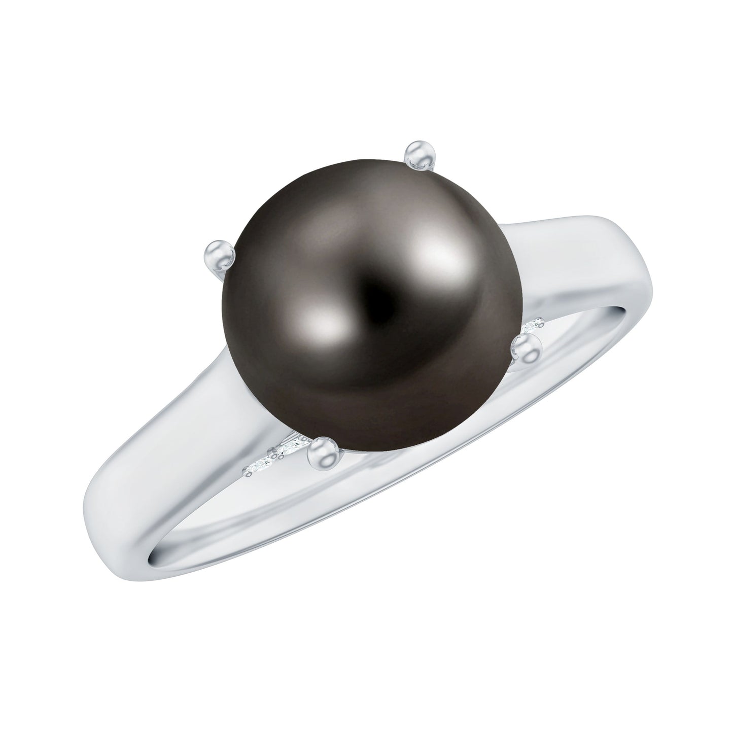 7.5 CT Classic Tahitian Pearl Solitaire Ring with Surprise Diamond