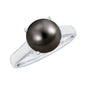 7.5 CT Classic Tahitian Pearl Solitaire Ring with Surprise Diamond