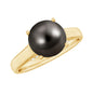 7.5 CT Classic Tahitian Pearl Solitaire Ring with Surprise Diamond