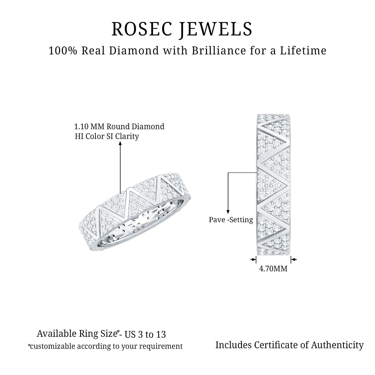 Natural Diamond Wide Wedding Band for Women