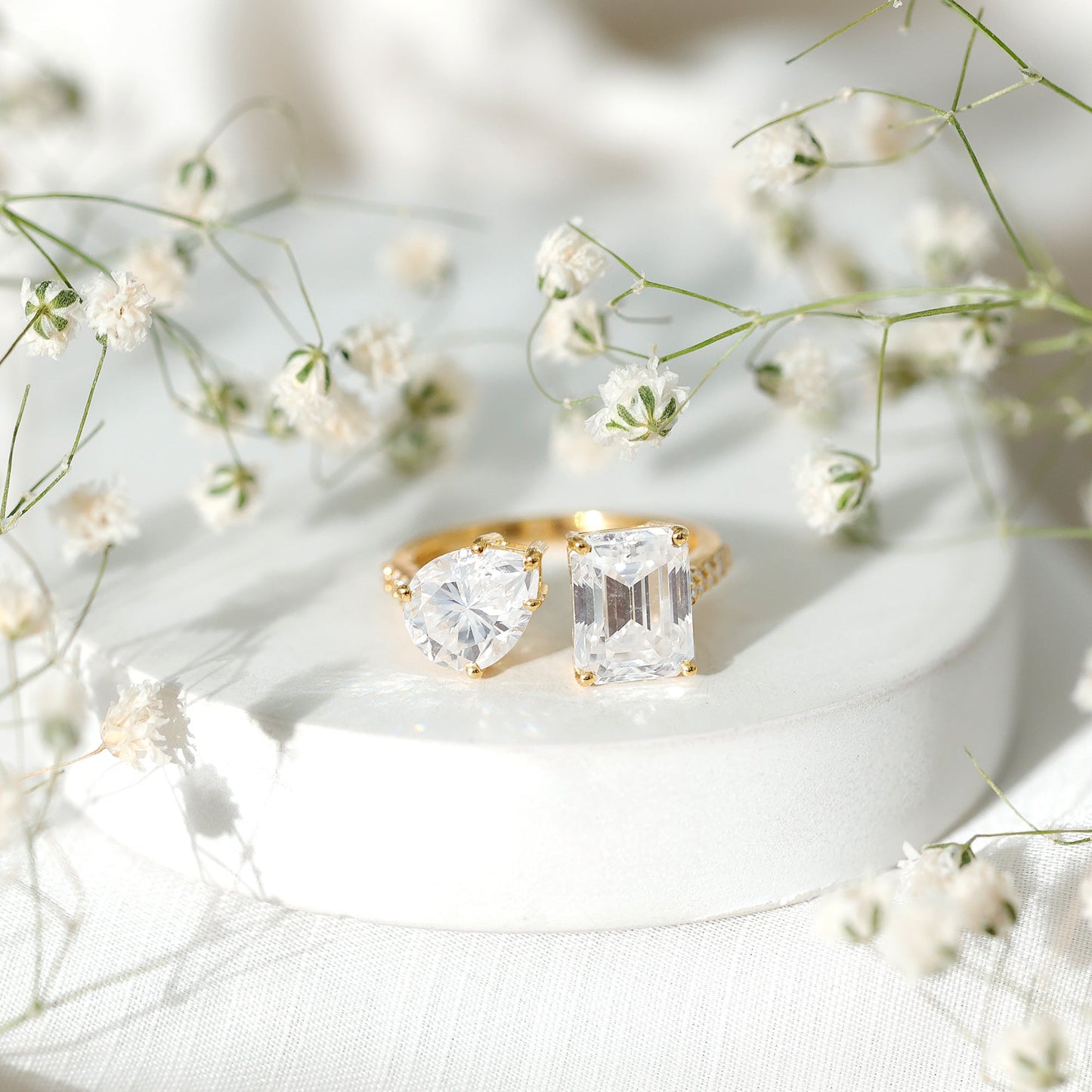 Toi Et Moi Moissanite Engagement Ring for Women