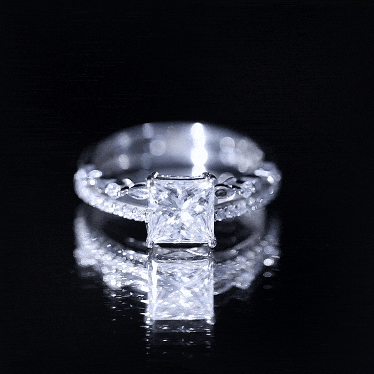 Moissanite Square Cut Engagement Ring With Certificate