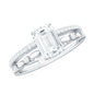 1.8 Carat Emerald Cut Moissanite Solitaire Engagement Double Band Ring