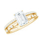 1.8 Carat Emerald Cut Moissanite Solitaire Engagement Double Band Ring