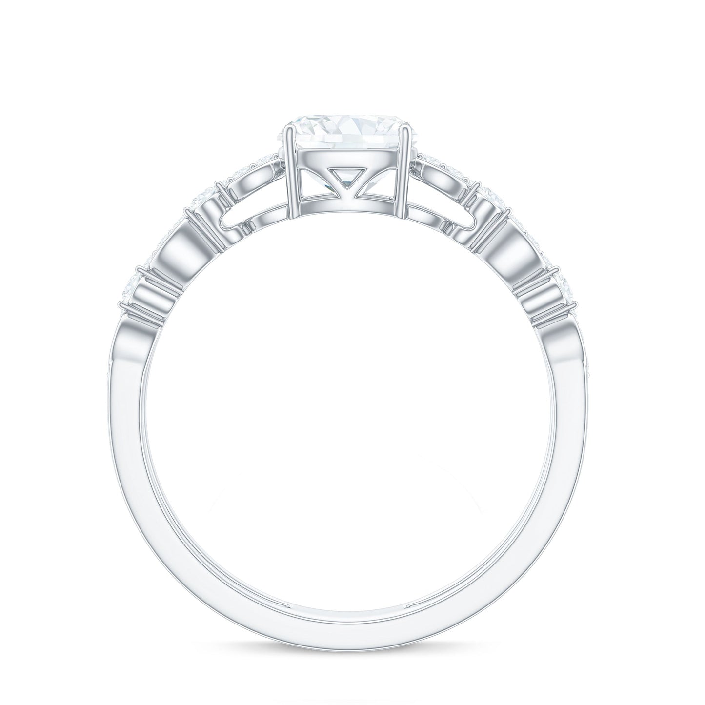1.7 Carat Cushion Cut Moissanite Solitaire Double Band Engagement Ring
