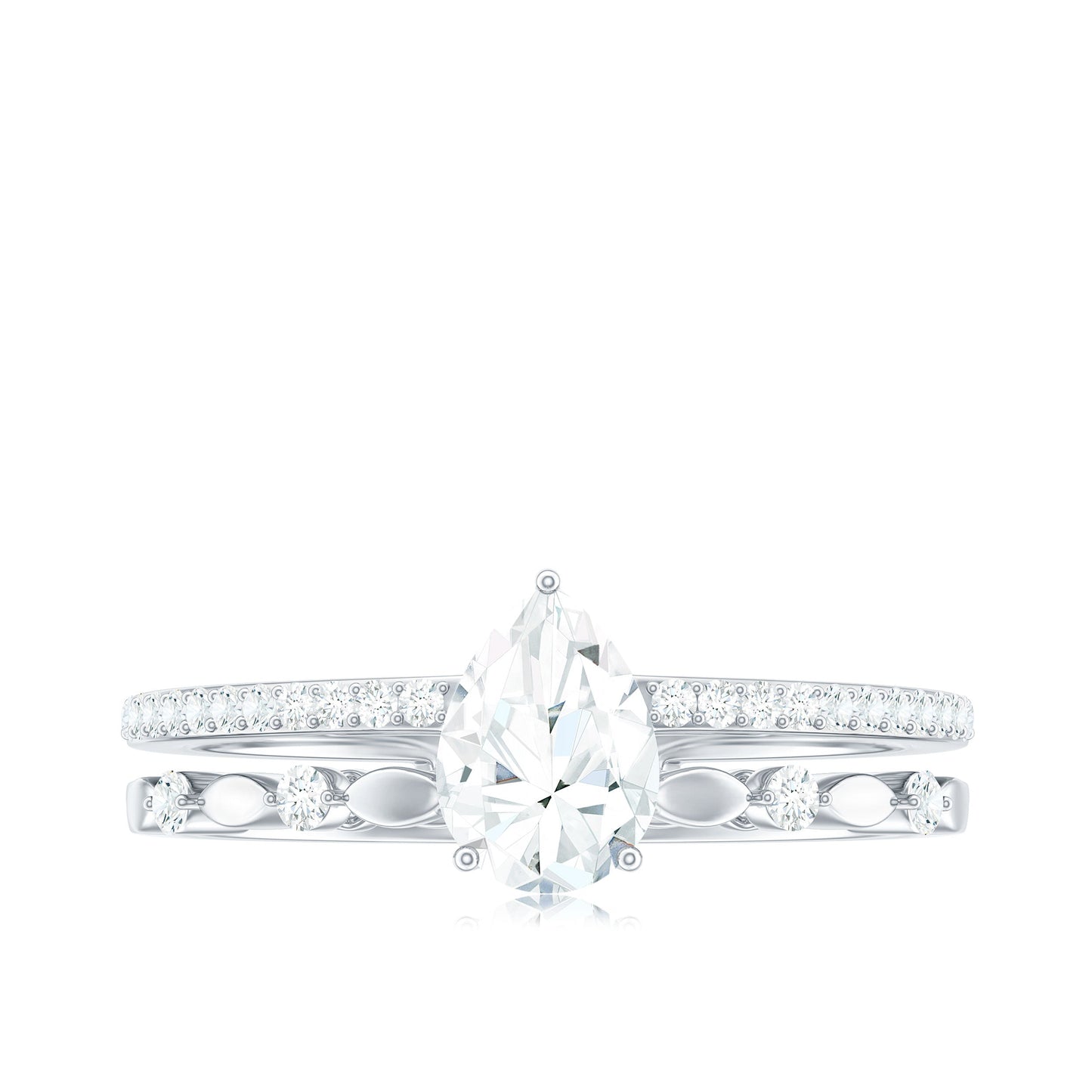 Pear Shaped Moissanite Double Band Engagement Ring
