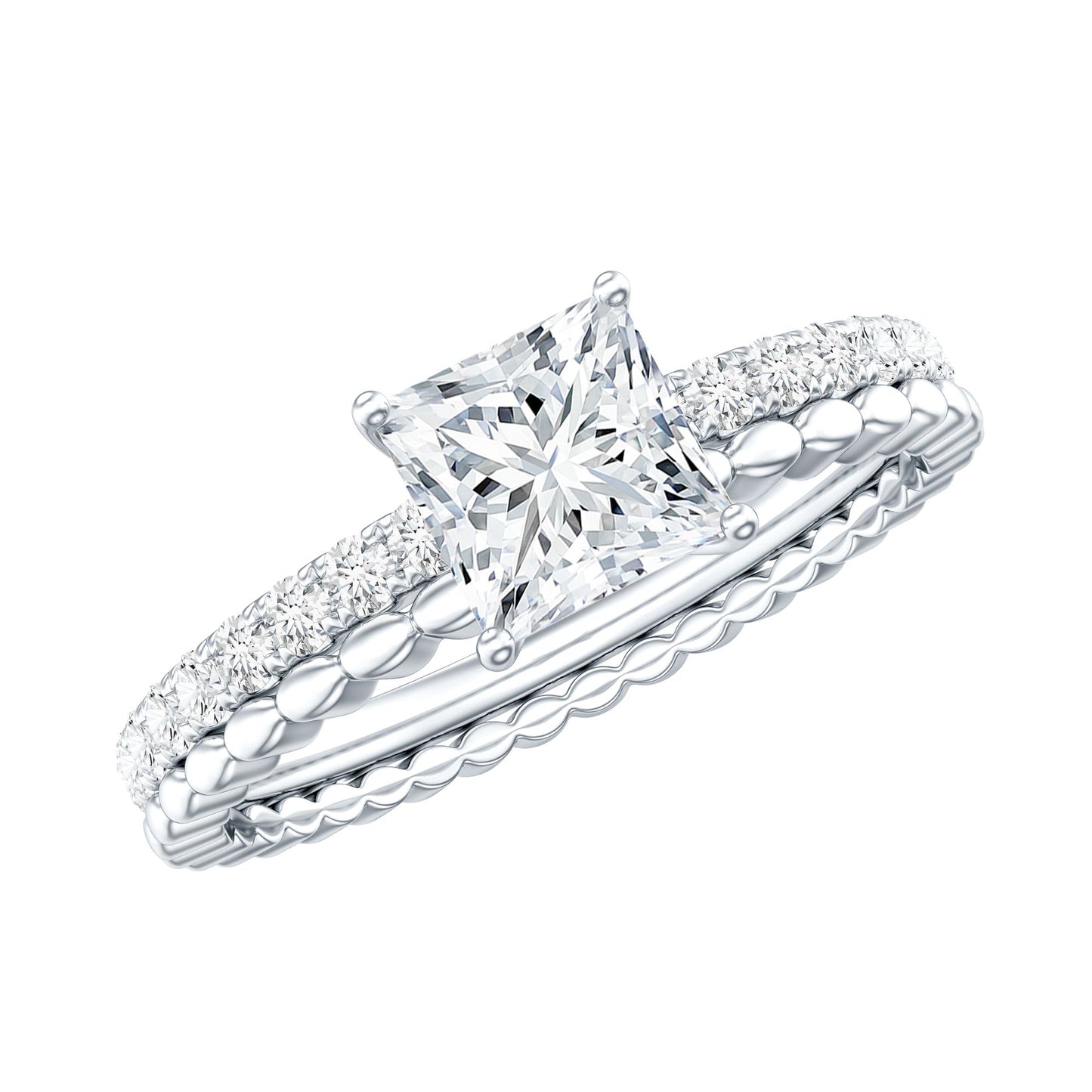 Certified Moissanite Square Cut Engagement Ring For Women