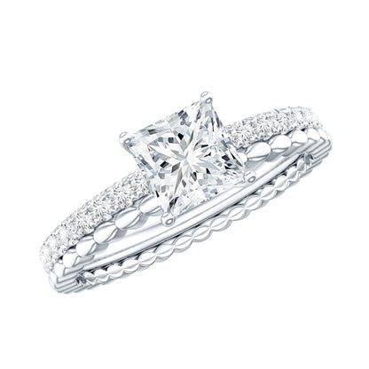 Certified Moissanite Square Cut Engagement Ring For Women