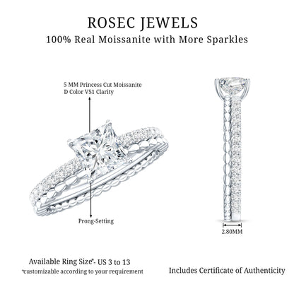Certified Moissanite Square Cut Engagement Ring For Women