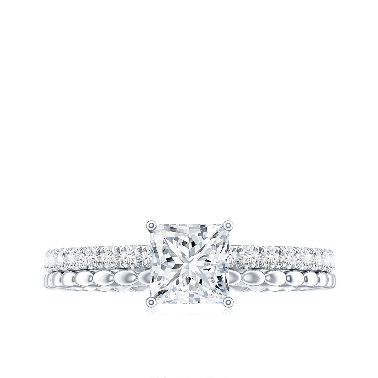 Certified Moissanite Square Cut Engagement Ring For Women