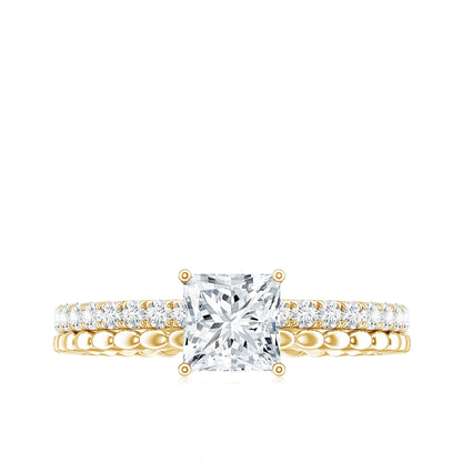 Certified Moissanite Square Cut Engagement Ring For Women