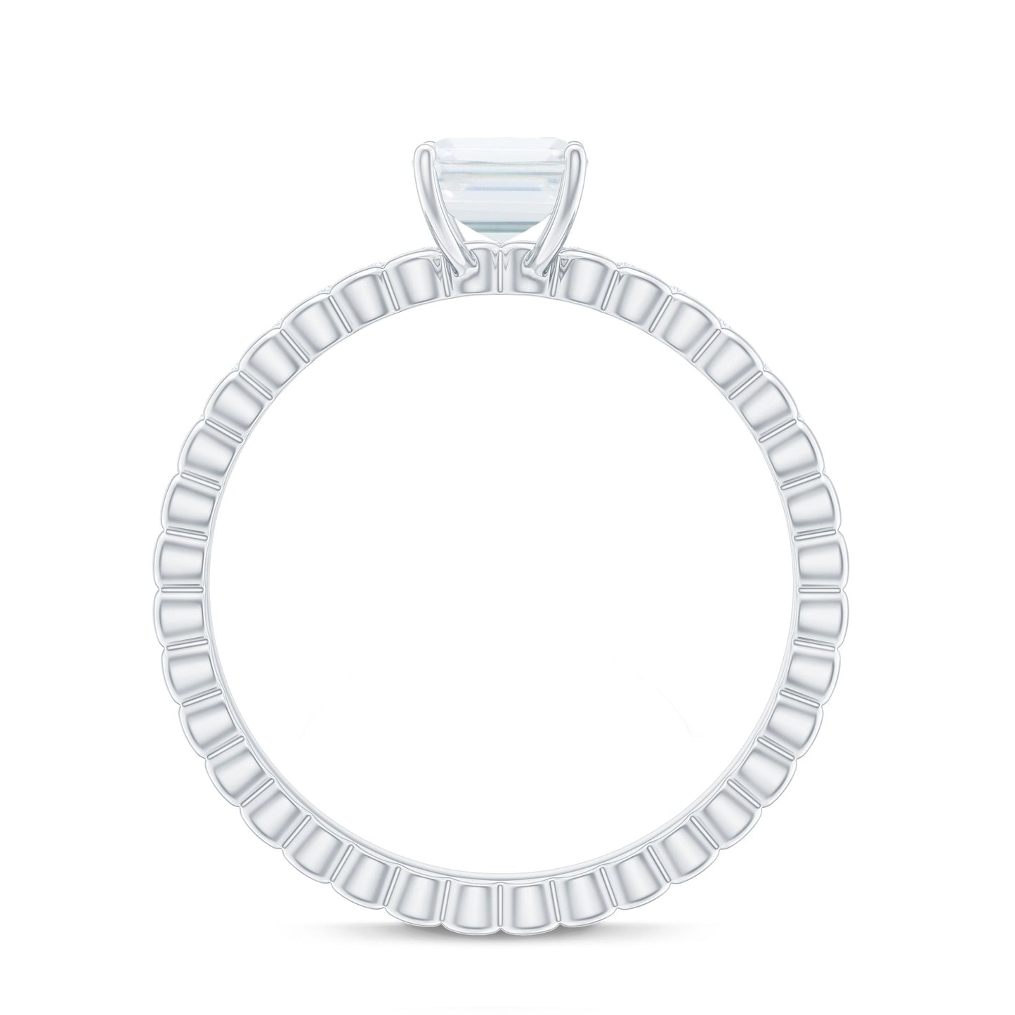 Certified 1.8 Carat Emerald Cut Moissanite Solitaire Engagement Ring