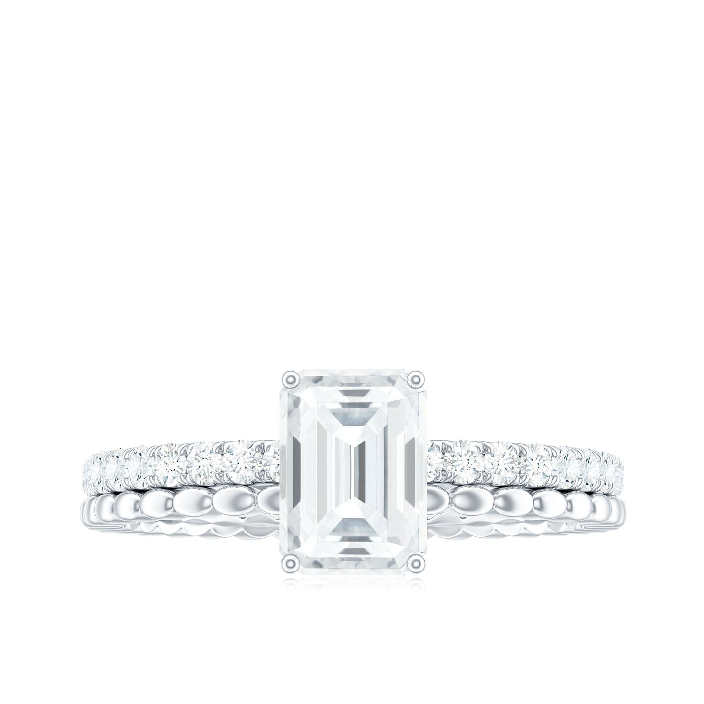 Certified 1.8 Carat Emerald Cut Moissanite Solitaire Engagement Ring