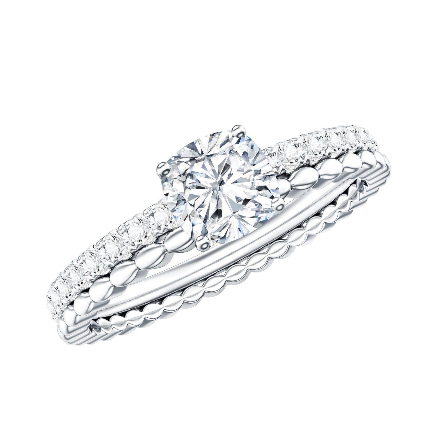 1.7 Carat Certified Cushion Cut Moissanite Solitaire Engagement Ring