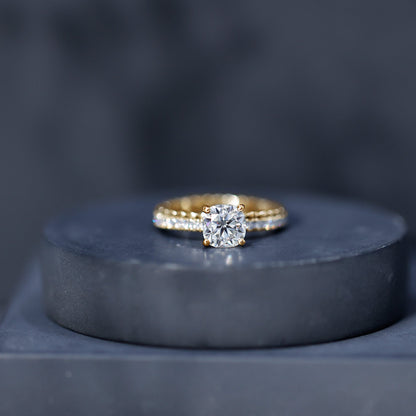 1.7 Carat Certified Cushion Cut Moissanite Solitaire Engagement Ring