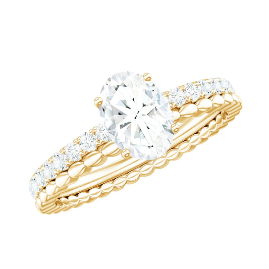 0.9 Carat Solitaire Moissanite Oblong Engagement Ring