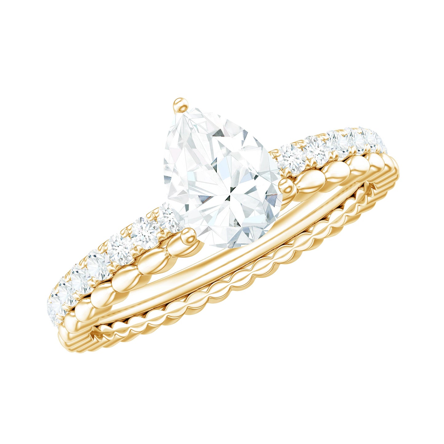 0.7 Carat Pear Cut Moissanite Solitaire Engagement Ring