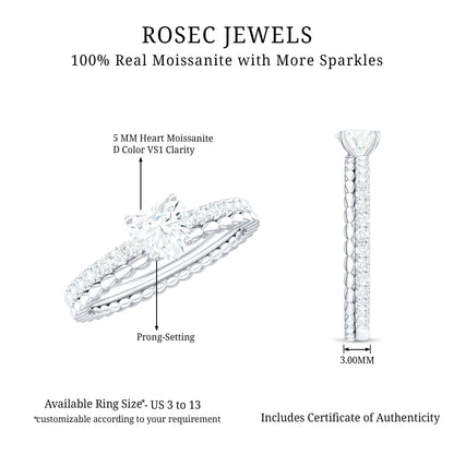 Heart Shape Moissanite Designer Engagement Ring for Women