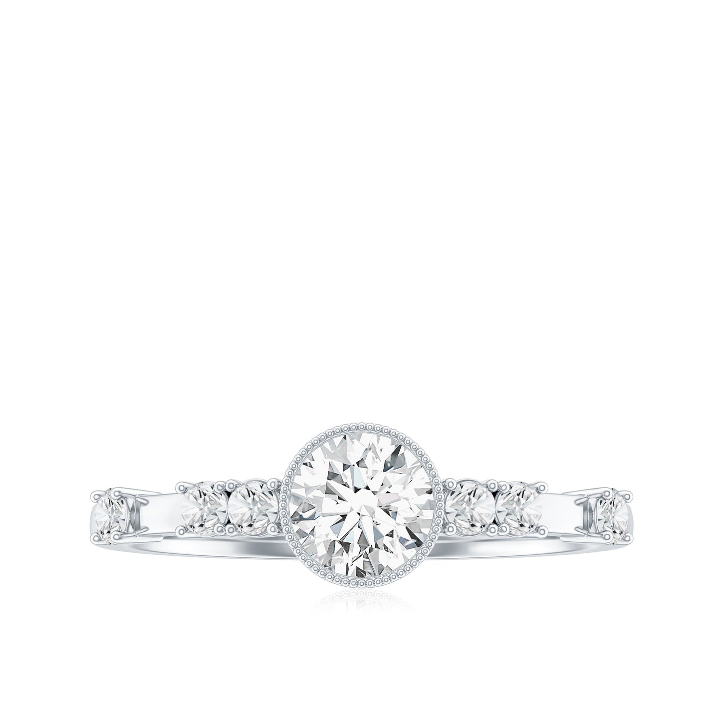 0.5 Carat Round Certified Moissanite Solitaire Engagement Ring in Bezel Setting