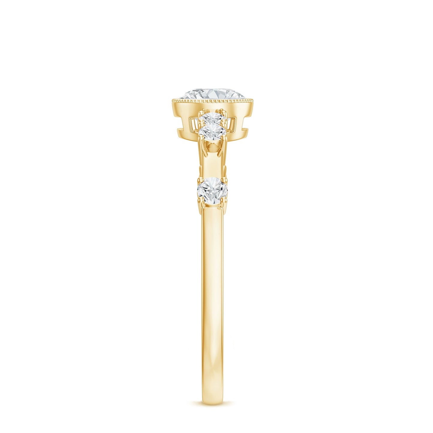 0.5 Carat Round Certified Moissanite Solitaire Engagement Ring in Bezel Setting