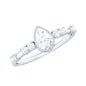 0.7 Carat Pear Cut Moissanite Solitaire Engagement Ring with Beaded Details