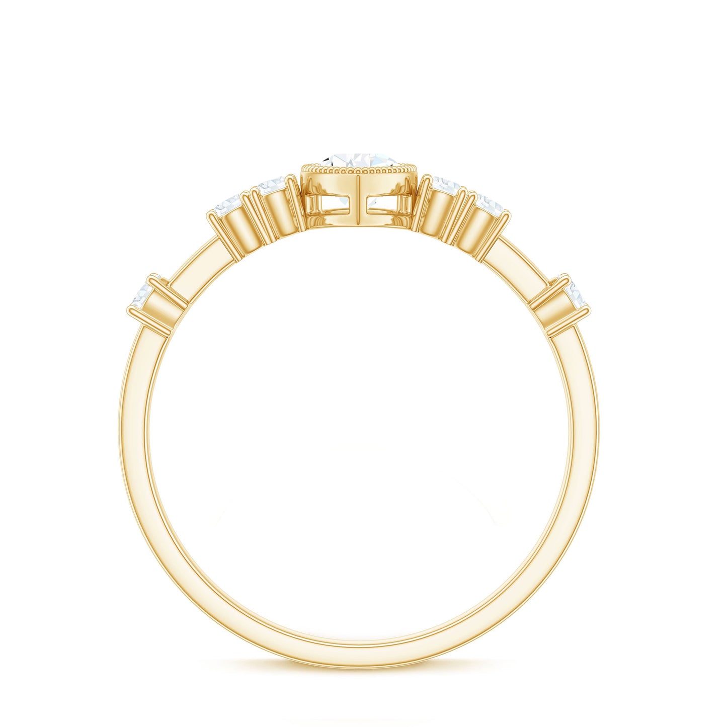 0.7 Carat Pear Cut Moissanite Solitaire Engagement Ring with Beaded Details