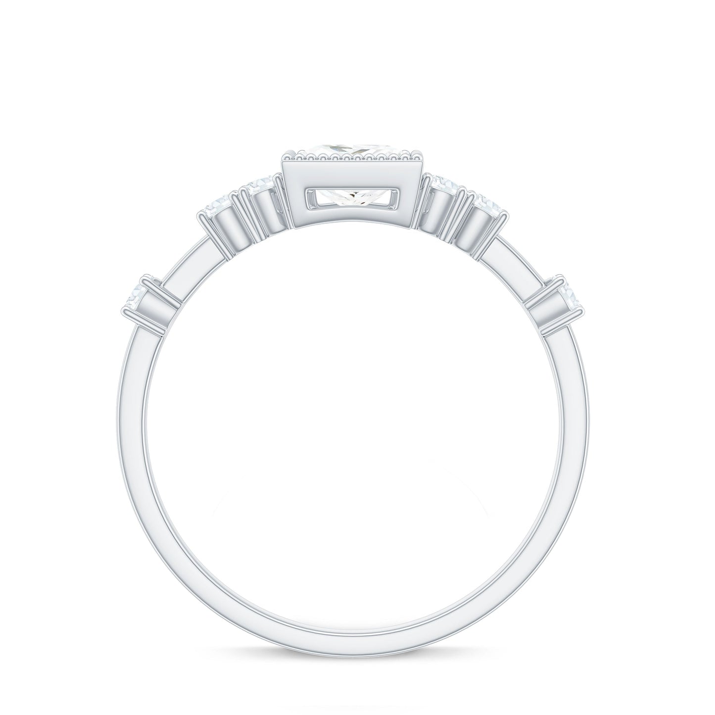 Square Moissanite Engagement Ring With Side Stones